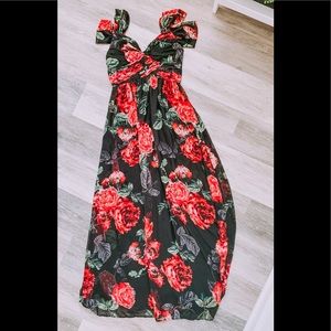 Boutique Soieblu red rose maxi dress